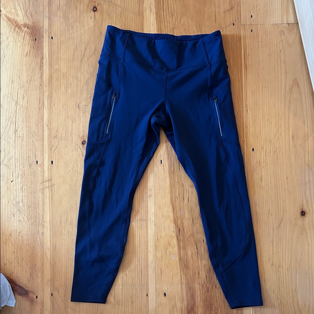 Navy Blue Athletic Leggings - Fleece Lined Rainer Tight